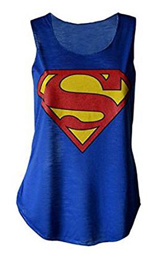MyMixTrendz - Womens Superman Superhero Print Vest Tank Top (US 4-6)