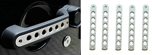 Opall Front Door & Back Door Aluminum Grab Handle Cover For 2007 - 2016 Jeep Wrangler JK & Unlimited 4 Door 5pcs/set (White)