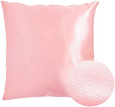 Orchid Pink Light 18" x 18" Decorative Textured Satin Cushion Cover Throw Square Pillowcase for Chair Sofa Living Room Accent Pillow