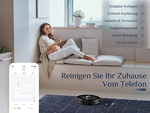 KÝVÖL S31 Saugroboter mit Wischfunktion, Laser Navigation, Seblstentleerung, 2800Pa Saugkraft Staubsauger Roboter mit Karte, 240Min. Laufzeit, Kompatibel mit Alexa, Ideal für Haare, Teppiche – Bild 6