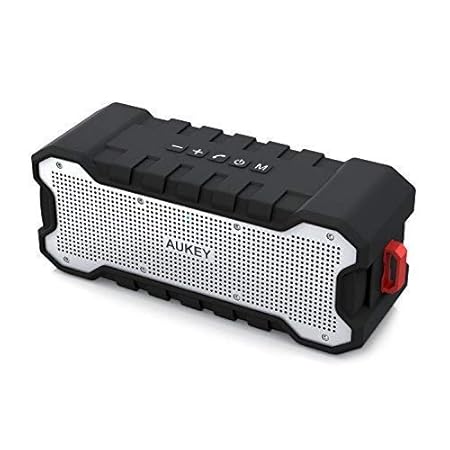 Aukey Lautsprecher Bluetooth Außen mit 24 Stunden Playtime, Notebook und spritzwassergeschützt von Wasser, verbesserter Bass,