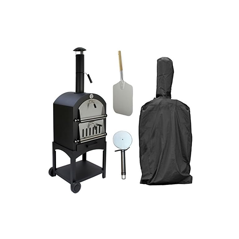 KuKoo Outdoor Pizza Oven Portable Charcoal BBQ Garden Smoker Pizza Maker Stainless Steel Chimney