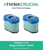2 Durable Briggs and Stratton 276890, 792105, 4233, 5405H and 5405K Air Filter Cartridges, Fit V-Twin 16.0-27.0 HP Engine, John Deere GY21057 and MIU11515, 5 x 2.75 x 4.75 Inch, Part 792105, by Think Crucial