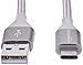 Amazon Basics Double Braided Nylon USB-C to USB-A 2.0 Fast Charging Cable, 3A, Laptop, 10 Feet, Silver