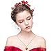 DEFAITH 24K Gold Dipped Rose Pendant Chain Necklace, Best Gifts for Wife Girlfriend Mother for Christmas Valentine's Day Anniversary Birthday Gift - Heart Red