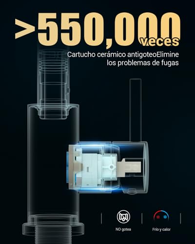 APPASO Grifo de cocina alta presión, grifo mezclador de cocina con 3 modos de rociado, grifo mezclador de fregadero de cocina giratorio 360°, acero inoxidable cepillado