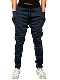 KAIUSI Men's Casual Jogging Harem Pants Running Trousers Medium Navy