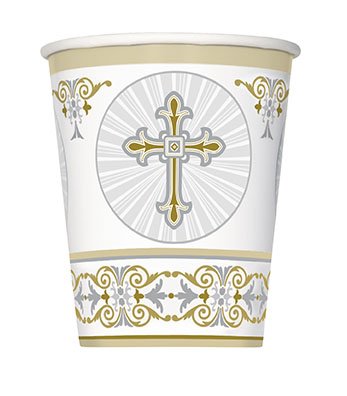 Radiant Cross Religious Celebration Party Tableware Plate and Napkin Set (Gold, Deluxe Party) - Thumbnail 4
