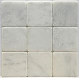 Bianco Carrara White 4 X 4 Tumbled Marble Tile