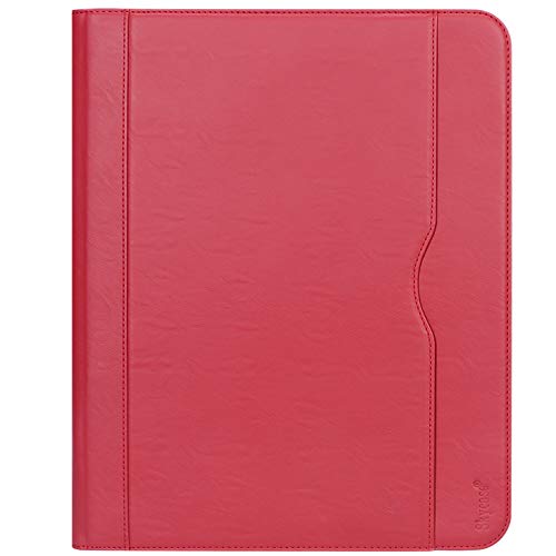 Portfolio Padfolio Case, Skycase Business Portfolio Folder, Zippered Conference Folder Document Organizer with Letter Size Clipboard, Document/Tablet Sleeve (Up to 12.9'' Tablet) and Card Holders Red