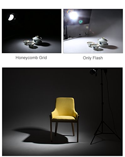 Godox Standard 7" Fish Scale Design Reflector Diffuser + Barn Door BD-04 with Honeycomb Grid and 4 Color Gel Filters