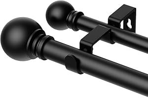 GXOACKJ Double Curtain Rods for Windows 36 to 90 Inch Length, Adjustable Heavy Duty Decorative Double Drapery Rod With Round 