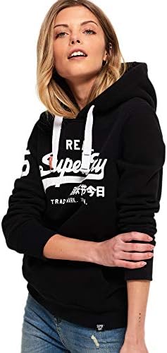 Khhalisi Women's Full Sleeves Printed Black Sweatshirt Hoodie with Kangaroo Pockets