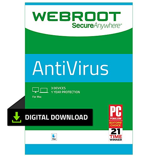 Webroot Antivirus Protection and Internet Security | 3 Device | Year Subscription | Mac Download