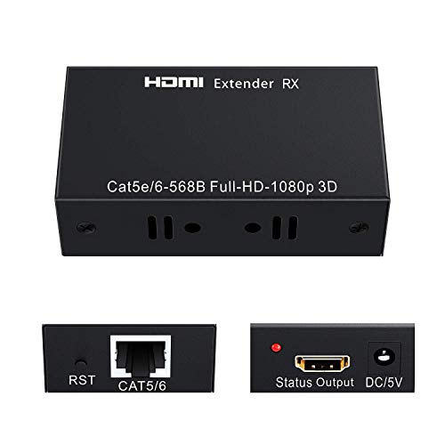 HDMI Extender,ABLEWE 196ft/60m 1080P HDMI Extenders Over Single Cat 5E/6/7 Support 1080p,3D,HDMI 1.4a,HDCP,EDID