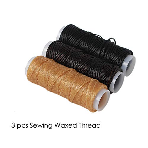 image for AHXML 12 pcs Leather Craft Tool，Includes 5 root Leather Hand Sewing 