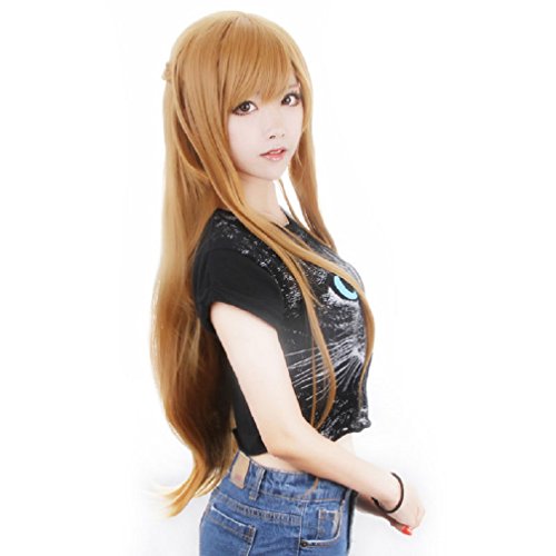 EZ2WORLD 40"/100cm Light Brown Sword Art Online Asuna Yuuki Anime Cosplay Wig