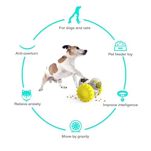 Dog Treat Toy Interactive Toys to Improve Dog\'s IQ and Digestion, Food Dispenser Robot Tumbler Shape Toy Slow Eating IQ Treat Toy for Small Medium Dogs