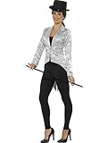 Smiffys Women's Sequin Tailcoat Jacket, Ladies, Silver, Medium