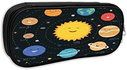 Depaga Cute Planets and Solar System Pencil Case Holder Rectangle Pen Bag for School Office Women Men Student Teens