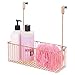 mDesign Metal Over Cabinet Bathroom Storage Organizer Holder or Basket - Hang Over Cabinet Doors - Holds Shampoo, Conditioner, Body Wash - Strong Steel Wire - Rose Gold