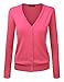 MBJ WSK780 Womens Keep It Classic V Neck Cardigan L Dark_Pink