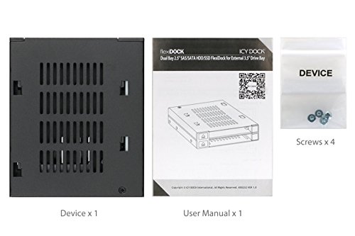 ICY DOCK Dual Bay 2.5 to 3.5 SATA / SAS SSD/ HDD Trayless Hot-swap Dock / Mobile Rack For 3.5 Drive Bay - flexiDOCK MB522SP-B