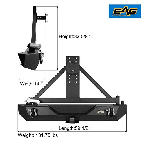 EAG Steel Rear Bumper with Tire Carrier Fit for 8706 Wrangler TJ YJ