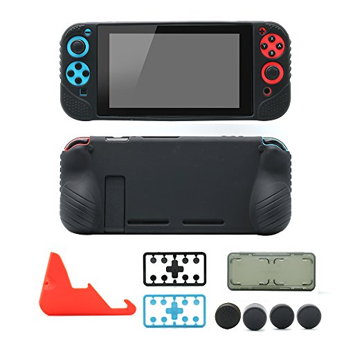 Nintendo Switch Starter Kit: Grip Case Cover Skin for Switch Console & Joy Con, Charging Stand, Silicone Thumb Grips, Plastic Button Caps, Card Box, 5 in 1 Accessories Bundle for Switch (Red Stand) Nintendo Switch Starter Kit: Grip Case Cover Skin for Switch Console & Joy Con, Charging Stand, Silicone Thumb Grips, Plastic Button Caps, Card Box, 5 in 1 Accessories Bundle for Switch (Red Stand)