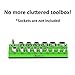 Olsa Tools Magnetic Socket Organizer | 1/2-inch Drive | SAE | Green | Holds 16 Sockets | Professional Quality Tools Organizer
