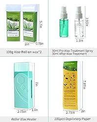 Roller Waxing Kit for Sensitive Skin, Aloe roll on