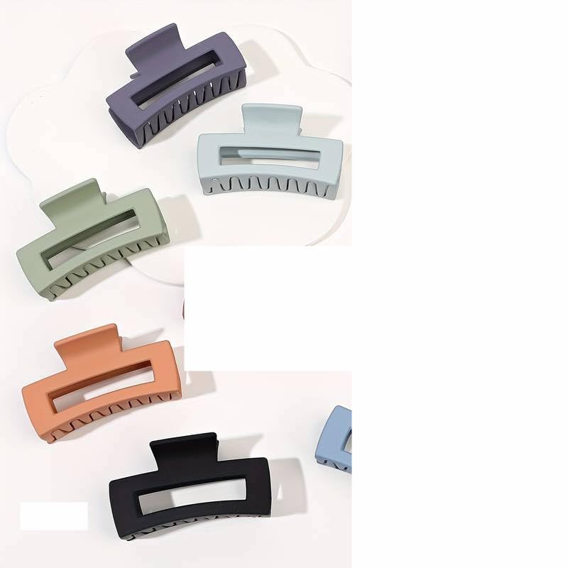 Hair Claw Clip for Women & Girls, 4.3 Inch(11cm) Large Claw Clip for Women Thick Hair, Matte Hair Clips, Non-Slip Strong Jaw Claw Clips (Keel, Flower, Rectangle 4Pcs) (5 Mix Color)