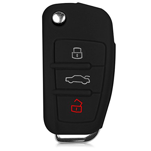 Coque Silicone Pour Clé Audi - Modèle 3 Touches - Protection Anti-Rayures - Noir-Bleu - Compatible A1-A7, Q3-Q7, TT