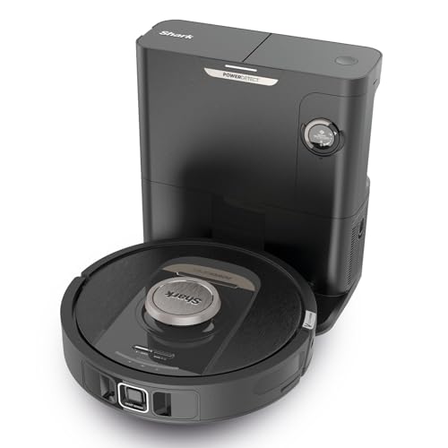 Shark PowerDetect Saugroboter selbstleerend mit 3D- & LiDAR-Navigation, Anti-Allergen- & Anti-Geruch-Basis, NeverStuck-Hindernisumgehung, für Teppiche, Hartböden & Tierhaare, WiFi/App, Schwarz