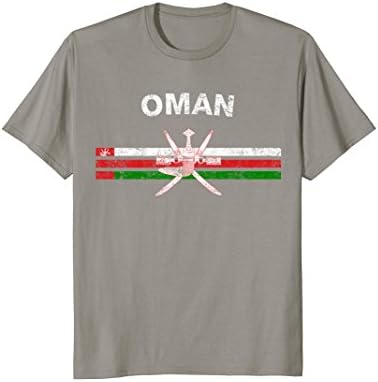 Mens Omani Flag Shirt - Omani Emblem &amp; Oman Flag Shirt 2XL Slate