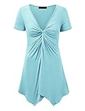 Lock and Love LL WT1359 Womens Short Sleeve Knot Front Baby Doll Tunic XXXL Aqua