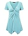 Lock and Love LL WT1359 Womens Short Sleeve Knot Front Baby Doll Tunic XXXL Aqua