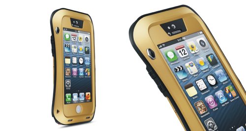 Love Mei Hard Metal Corning Gorilla Glass Shockproof/Dustproof Case For Iphone 5 5S (Gold)