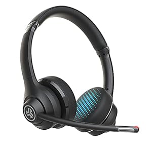 JLab Go Work Wireless On-Ear Headphones with Boom Mic | Bluetooth or Wired Office Headset | Multipoint Connect | 45…