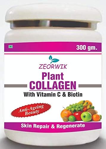 zeorwik plant collagen with vitamin c and biotin for skin, nails, hair & anti-ageing beauty - 300 gms