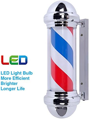 Clevr 30" LED Barber Pole,Rotating Red White Blue LED Strips, IP44 Waterproof, Spinning Salon Light Sign,