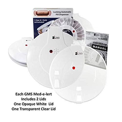 GMS Medelert 28 Day Automatic Pill Dispenser Interchangeable Clear White Lids Bundle with