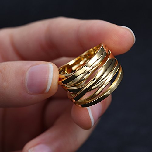 CIUNOFOR 13.7MM Cross Ring for Women Statement Engagement Enhancers Ring Engraving Customized Personalized (B:Cross Gold Rings, 9.5) - Thumbnail 3