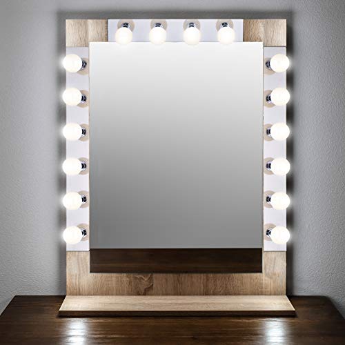 Dysmio Lighting Eight Light Vanity Strip - Hollywood Style Mirror Fixture with Chrome Plates - Salon-Grade Accessories for Bedroom, Bathroom, Dressing Room, Makeup Studio - 48 x 4.25 Inches - Set of 2