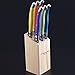 Laguiole By FlyingColors Steak Knife Set, Micro Serrated Blade, Stainless Steel, Wood Block, MultiColor Handle, 6 Pieces