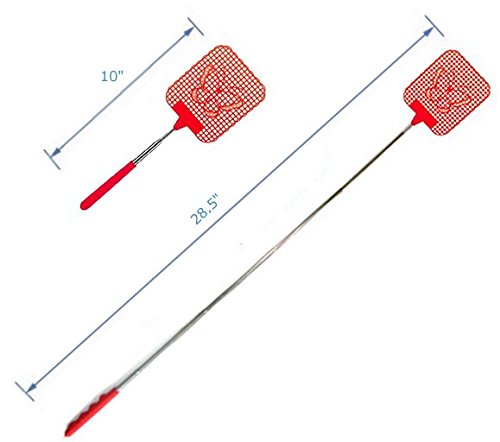 Pack of 2 Extendable Fly Swatter Bug Mosquito Insect Killer, Flexible Manual Swat w/ Durable Telescopic Handle, assorted colors
