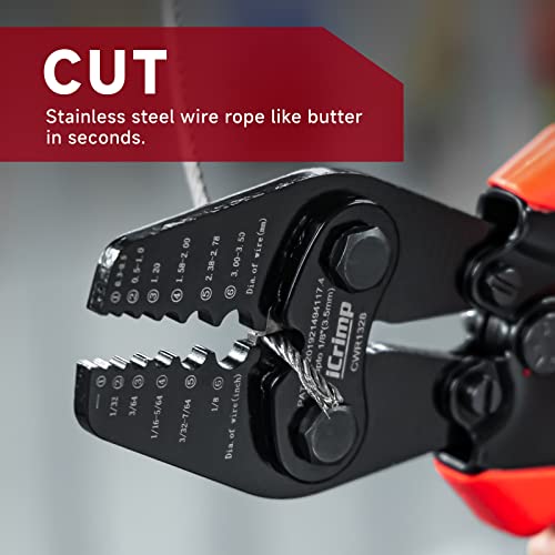 iCrimp Wire Rope Crimping Tool with Builtin Cutter for Cable Railing