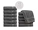 White Classic Light Grey Luxury Cotton Washcloths 12 Pc Set - Large 13x13 Inches Hotel Style Face Towel, High Absorbent Quick Dry Wash Cloths for Home, Spa, Gym, Light Grey, 12 Pack