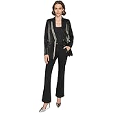 KARL LAGERFELD Paris Women's Rhinestone Trim Blazer (Black, 4)