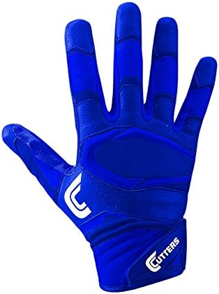Cutters Gloves S451 Rev Pro 2.0 Receiver Football Gloves with Sticky C-Tack Grip, SOLID ROYAL, Adult M